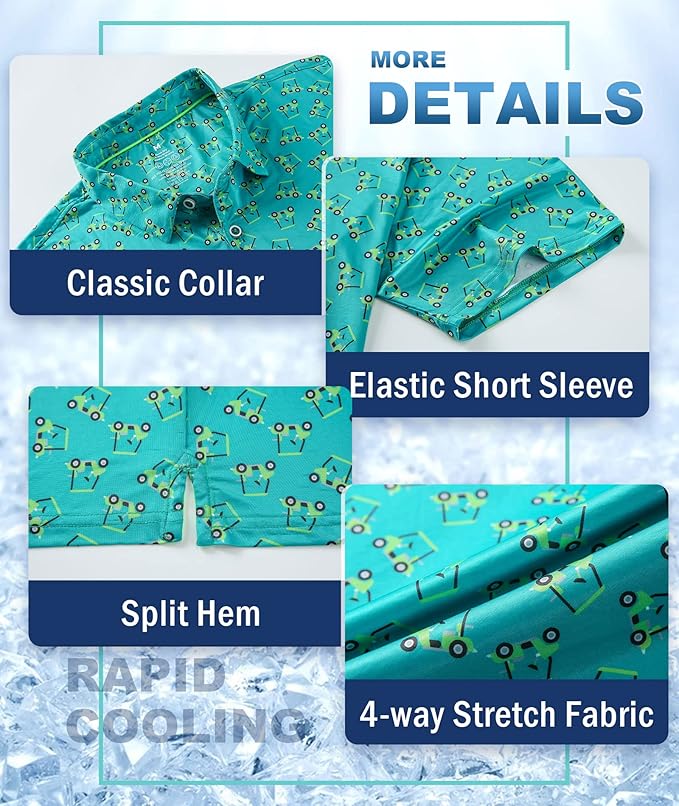 Mens Golf Shirts Short Sleeve Moisture Wicking Dry Fit Performance Athletic Polo Shirt