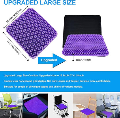 Yimiyaa Gel Seat Cushion, Double Thick Egg Gel Cushion for Pressure Pain Relief, Breathable Wheelchair Cushion Chair Pads for Car Seat Office Chair Purple and Black