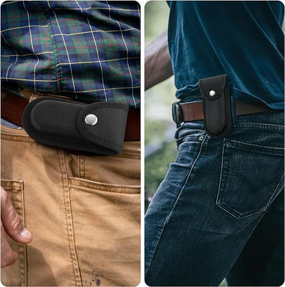 Nylon Pocket Knife Sheath, 5''-5.5'' Multitool Pouch, Folding Knife Belt Sheath with Snap Closure and Horizontal or Vertical Carry Belt Loop, Multitool Case for Outdoor or Daily Use, Larger Size