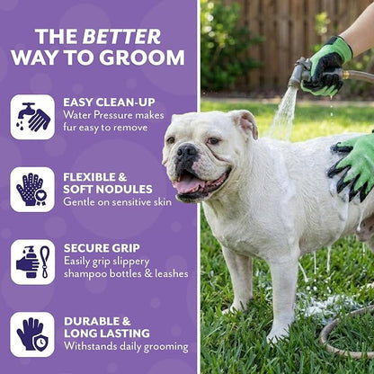 Pet Grooming Gloves - Patented #1 Ranked, Award Winning Shedding, Bathing, & Hair Remover Gloves - Gentle Brush for Cats, Dogs, and Horses (Grey, M)