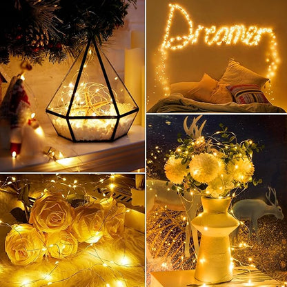 Minetom 6 Pack Fairy Lights Battery Operated String Lights with Timer - 7ft 20 LED Waterproof Silver Wire Firefly Lights Waterproof for DIY Crafts Wedding Decor Table Centerpieces Mason Jars Party