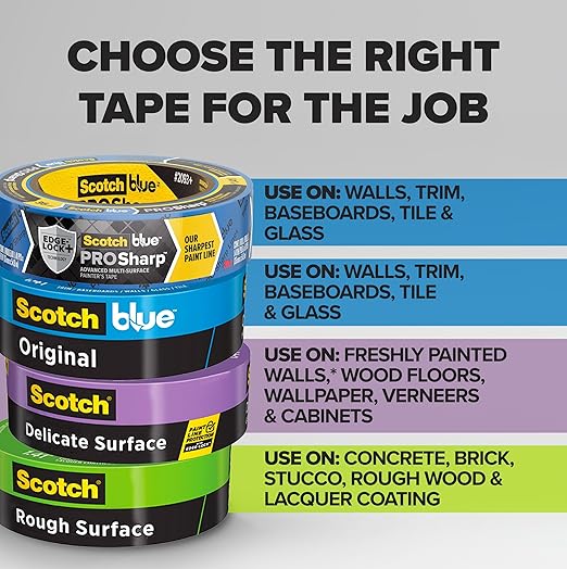 ScotchBlue Original Multi-Surface Painters Tape, 2 Inch Wide (1.88 in. x 60 Yds), 6 Rolls, Blue Paint Tape Protects Surfaces and Removes Easily, Masking Tape for Indoor and Outdoor Use (2090-48SC6)