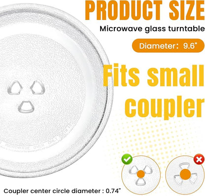 Small 9.6'' / 24.5cm Microwave Glass Plate Replacement, Small Microwave Glass Turntable Plate for Small Microwaves - BY AMI PARTS