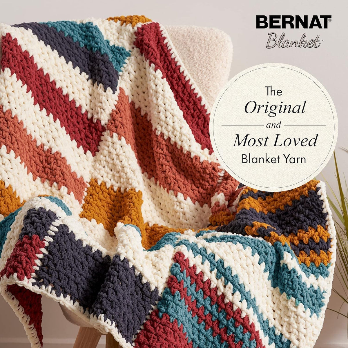 Bernat Blanket Super Bulky Acrylic Yarn - 2 Pack of 300g/10.5oz #6 Chunky Chenille Heavy Weight Yarn for Knitting and Crocheting, Amigurumi, Thick Blankets (Sunsoaked, 220 Yards 2-Pack)