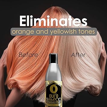 Ouro Shampoo Toning Nuance Silver Blonde Hair Treatment  Champu Matizador Para Cabellos Rubio o Matizante Canoso (Bottle 8.45oz-250ml)