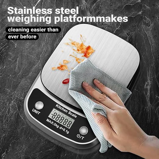 Food Kitchen Scale Digital Weight Grams and Oz,Professional Small Digital Kitchen Food Scales 3kg0.1g for Weight Loss