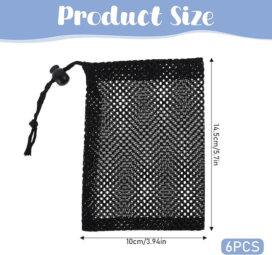 6 Pcs Small Mesh Bag, 6 X 4 Mesh Drawstring Bag, Portable Nylon Storage Bags, Small Mesh Bag,Travel Stuff Bags
