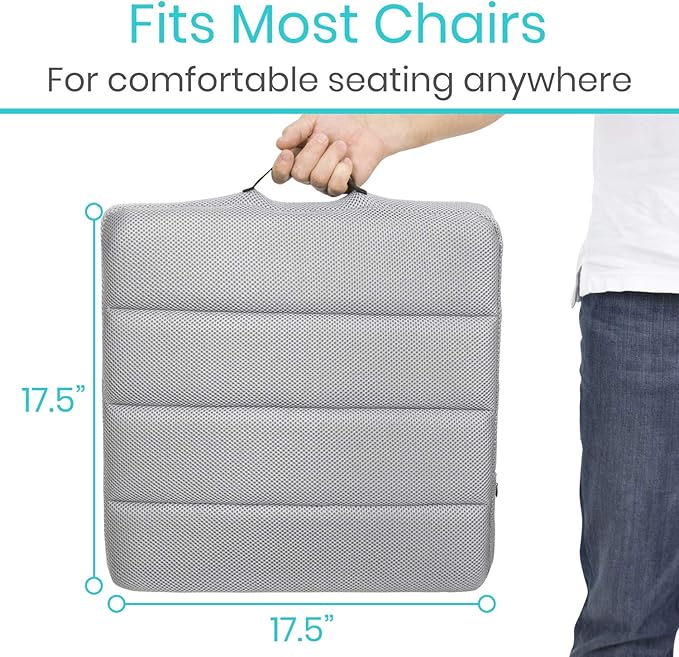 Vive Air Inflatable Seat Cushion - Adjustable Air Pressure Relief Seat, Portable - Waffle Style Tailbone Pad for Back Support, Sciatica, Coccyx Pain - for Car, Office Chair, Wheelchair