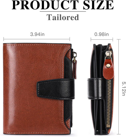 Small Wallet for Women Leather Bifold Compact RFID Blocking Small Womens Wallet Purse