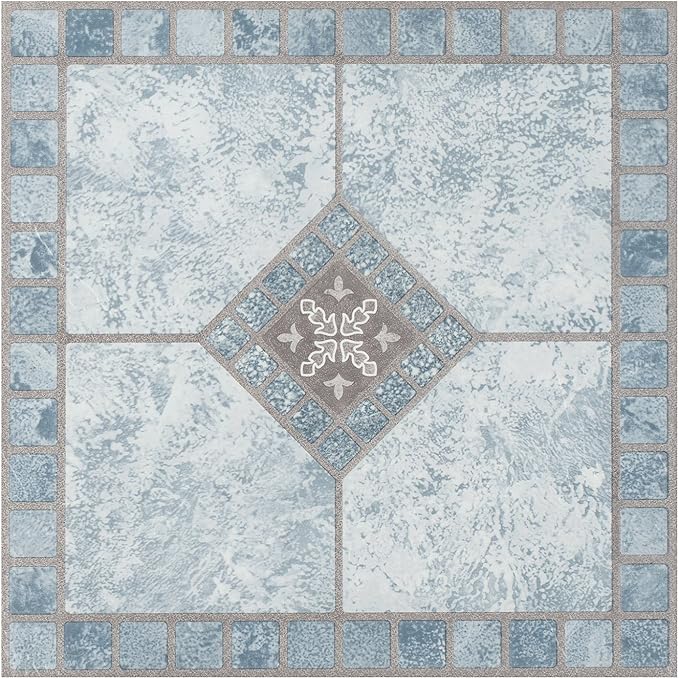 Achim Imports VFT940POVR Home Furnishings Portfolio 12x12 2.0mm Self Adhesive Vinyl Floor, Blue Diamond, 9 Tiles9 sq. ft, 12 x 12, 9 9