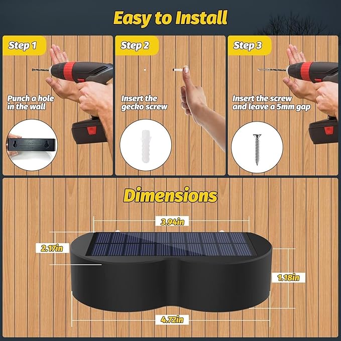 Solar Post Cap Lights Solar Fence Lights, Solar Lights Outdoor Garden Solar Lights Waterproof