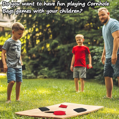 8 PCS Children Cornhole Bags - Bean Bags for Cornhole, 4 Black and 4 Red, Each Weighs 1.6 Ounces (50 Grams), for Tossing, Game, Outdoor, Wedding, Sports, Party(Black  Red)
