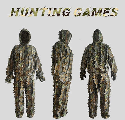 Ghillie Suit for Men, Complete Set with Full Face Mask & Gloves, Outdoor Camouflage, Turkey Hunting, Jungle Games & Halloween