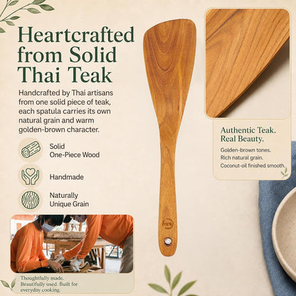 11.5 Inch Teak Wood Spatula/Turner for RIGHT Hand | Versatile Spatula, Durable, Healthy and High Moist Resistance for Non Stick Cookware