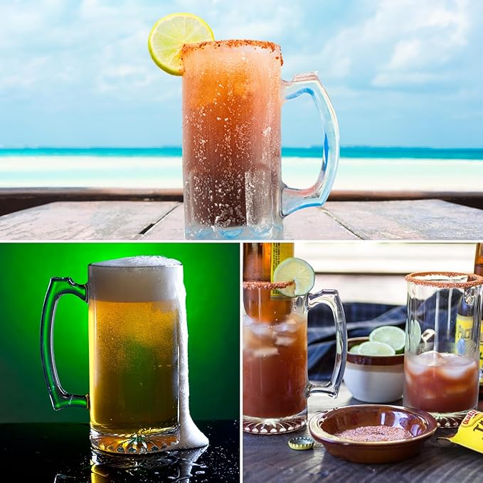 Glass Beer Mug Freezer Safe, 26 oz Mug Beer Stein with Handle, Large