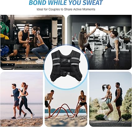 ZELUS Weighted Vest, 6lb8lb12lb16lb20lb25lb30lb Weight Vest with Reflective Stripe for Workout, Strength Training, Running, Fitness, Muscle Building, Weight Loss, Weightlifting