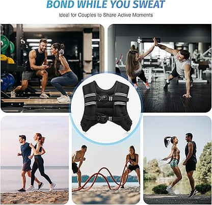 ZELUS Weighted Vest, 6lb8lb12lb16lb20lb25lb30lb Weight Vest with Reflective Stripe for Workout, Strength Training, Running, Fitness, Muscle Building, Weight Loss, Weightlifting