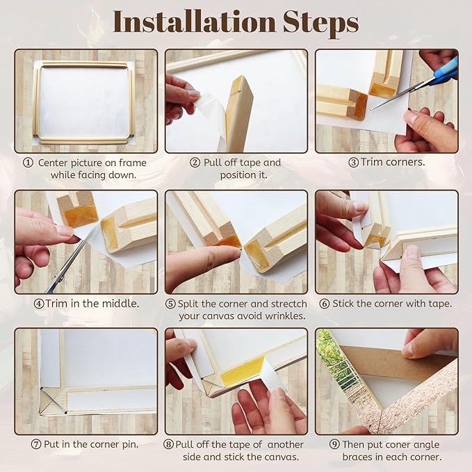Canvas Frame, 44 x44 Inch Stretcher Bars Wood Kits with Accessories for Oil Painting and Picture Wall Art