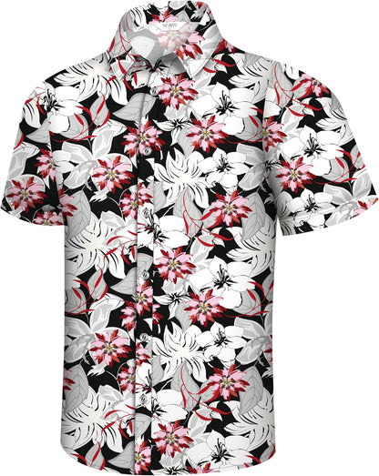 Small Hawaiian Shirt for Men Tropical Shirts Summer Beach Button Down Short Sleeve Luau Aloha Floral Cruise Vacation Outfit 2026