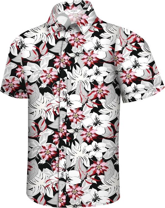 Small Hawaiian Shirt for Men Tropical Shirts Summer Beach Button Down Short Sleeve Luau Aloha Floral Cruise Vacation Outfit 2026