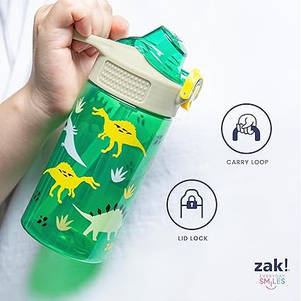 Zak Designs Disney and Pixar Inside Out 2 Sage Water Bottle For School or Travel, 25oz Durable Plastic Water Bottle With Straw, Handle, and Leak-Proof, Pop-Up Spout Cover (Emotions)