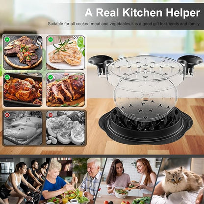 Chicken Shredder with Separate Plate, Large Meat Shredder Tool Twist with Transparent Lid&Brush, Visible Manual Chicken Breast Shredder, Dishwasher Safe, Ergonomic Handle, Easy to Clean(Black)