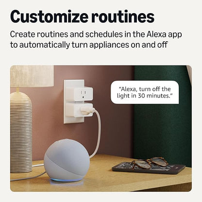 Basics Smart Plug, Works with Alexa Only, 2.4 GHz Wi-Fi, No Hub Required, 1 Pack, White