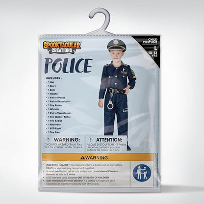 JOYIN Toy Halloween Toddler Police Costume, Police Officer Costume for Boys, Kids Cop Outfit for Halloween Pretend Roleplay ( Missing Holster-Badge-LDD ligth )