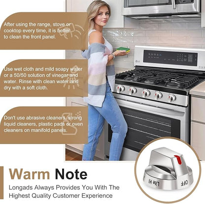 DG64-00473A Upgraded Gas Stove Knobs Compatible with Samsung Stainless Steel Gas Range Stove Knobs Replacements Nx58f5700ws Nx58h5600ss Nx58h5650ws Nx58j7750ss (1 pc)