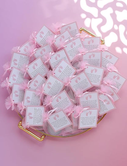50pcs Tealight Candles Set for Baby Shower Party Favors, Christening Favors for Guests, Baby Girl Gender Reveal Favors. (pink)