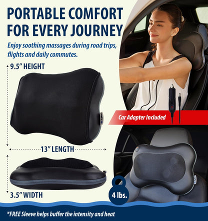 Shiatsu Back and Neck Massager with Heat - 3D Electric Kneading Deep Tissue Massage Pillow for Muscle Pain Relief, Black