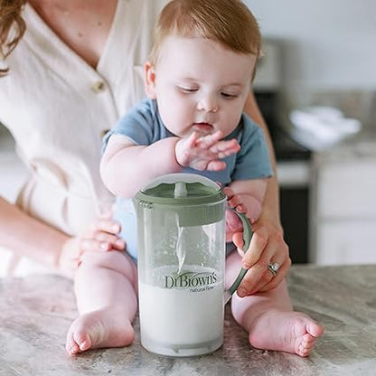 Dr. Brown's Baby Formula Mixing Pitcher with Adjustable Stopper, Locking Lid, & No Drip Spout, 32oz, BPA Free, Olive