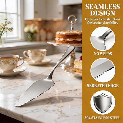 2-Piece Cake Pie Server Set, Serrated Stainless Steel Spatulas, 8.94 Inches