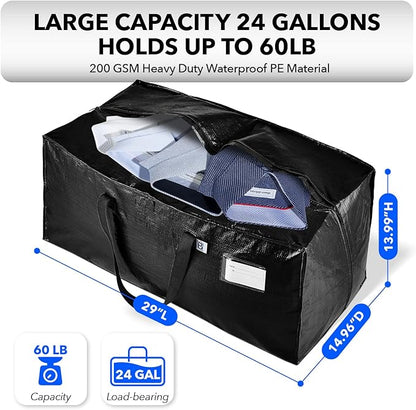 AlexHome Moving Bags Heavy Duty,Extra Large Packing Bags for Moving,Reusable Plastic Moving Totes,Clothes Storage Containers,Moving Supplies Bins,Compatible with Ikea Frakta Cart (Black,Set of 4)