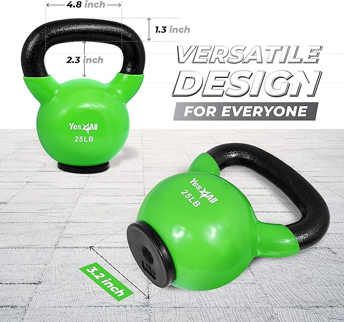 Yes4All Kettlebells Rubber Base, Kettlebell Set for Women, Strength Training Kettlebells Weights (25lb)