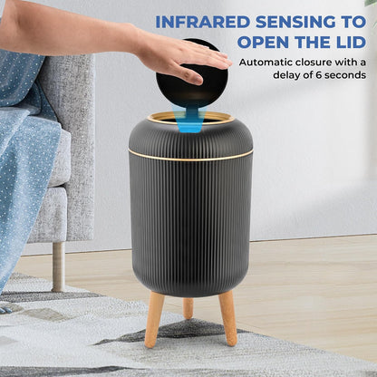 Pukomc Smart Sensor Wastebasket, Convenient and Hygienic Easy to Use, Technology Sensor Waterproof Wastebasket Plastic Trash can for Kitchen, Bathroom, Bedroom, Living Room, Office and Outdoor