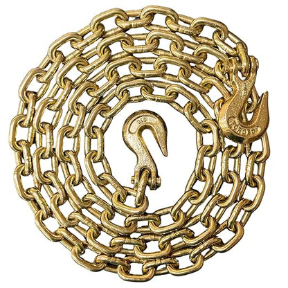 38" X 10' Grade 70 Transport Binder Chain - 6600LB WLL - Clevis Grab Hook, Tie-Down, Towing