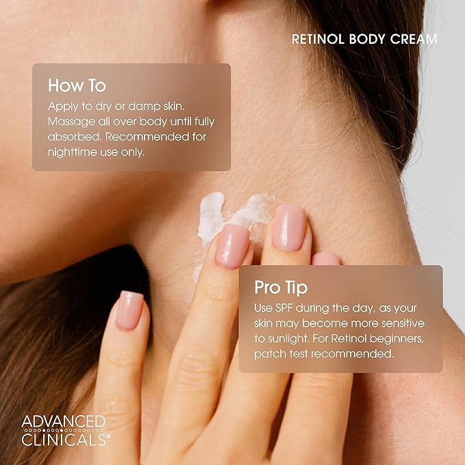Advanced Clinicals Retinol Body Lotion  Face Moisturizer  Visible Anti Aging Skin Care Retinol Body Cream For Women  Men Targets Look Of Fine Lines, Wrinkles,  Crepe Looking Dry Skin, 16 Ounce