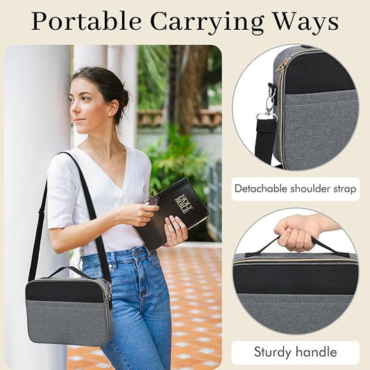 Dofilachy Bible Covers for Women - Stylish Bible Case for Women - Large Bible Cover with Durable Handle - Bible Carrying Case for Girls Boys Kids with Metal Zipper - Bible Bag Journal Case