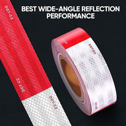 UIOCSSC DOT-C2 Reflective Tape 2 Inch x 30 Feet Red White Conspicuity Safety Reflective Tape Outdoor Waterproof for Vehicles Trailers Boats Signs