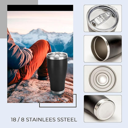 DS 30 Oz Tumbler with Lid Stainless Steel Vacuum Insulated Water Coffee Tumbler Durable Leak Proof BPA Free Ice Coffee Thermal Cup (Black)