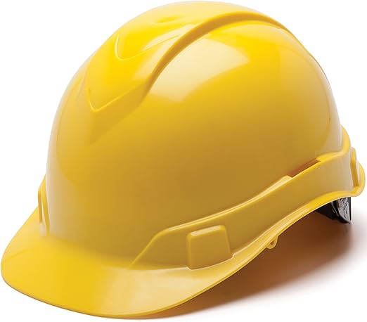 Pyramex Safety Pyramex Ridgeline Cap Style Hard Hat, 6-Point Ratchet Suspension, Yellow