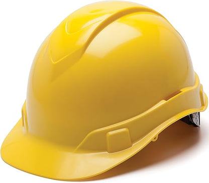 Pyramex Safety Pyramex Ridgeline Cap Style Hard Hat, 6-Point Ratchet Suspension, Yellow