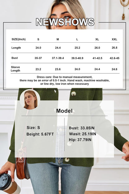 Newshows Womens Fall Fashion 2024 Wool Blended Cardigan Sweater Button Down Long Sleeve Knit Outerwear Coats