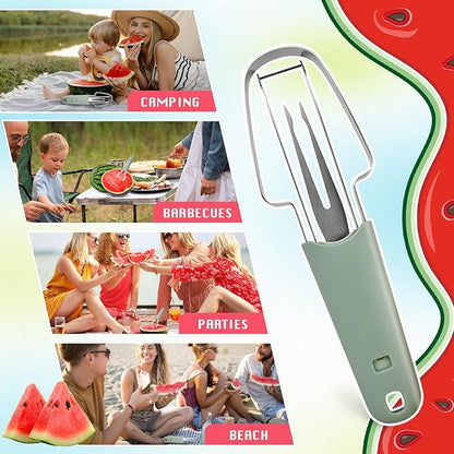 Watermelon cutter, watermelon cutter, 3 in 1 watermelon cutter, stainless steel watermelon paddle cutting tool, melon cutter knife, portability fruit fork for