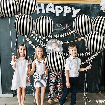 KatchOn, Big Black and White Stripe Balloons - 18 Inch, Pack of 10  Black and White Balloons Decorations  graduation balloons for Graduation Decorations 2025  Graduation Decorations Class of 2025