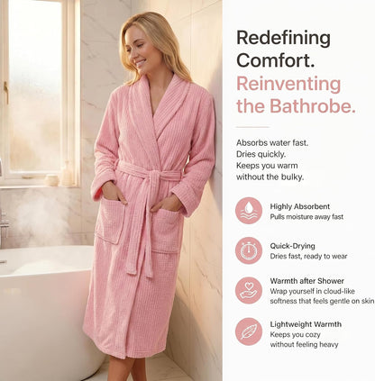 PJGGZ Women's Shawl Collar Bathrobe, Soft Long Towel Robes for Women - Super Absorbent Quick Dry yet Warm.