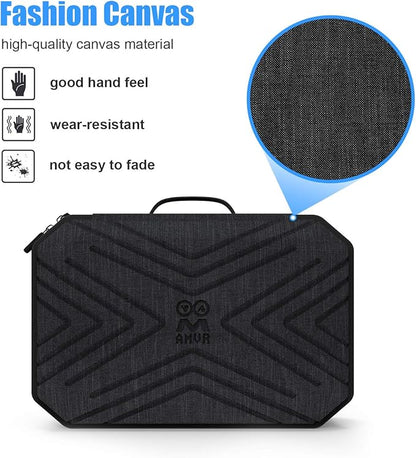 AMVR Carrying Case for Oculus Quest 2 - Protective Box Fit Meta Quest2 Headset With Head Strap, Pair Controllers, Charger Accessories Storing Travel Case, Adjustable Shoulder Strap (Large)