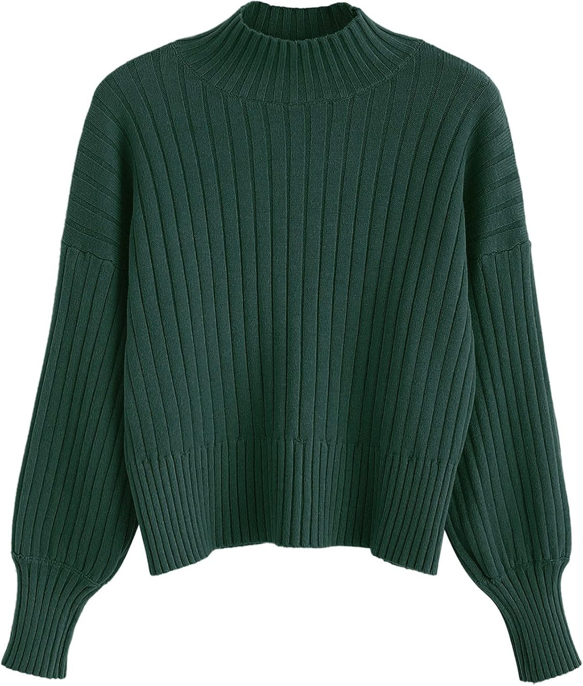 ZAFUL Women's Mock Neck Sweater Long Sleeve Ribbed Knit Basic Cropped Pullover Sweater