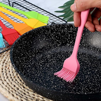 BBQ Outdoor Picnic Barbecue Portable Grilling Silicone Oil Brush Baster , Family Home Kitchen Cooking Temperature Resistant Brushes, Colorful Baking Cook Brush Tools with Hanging Holes (Pink)